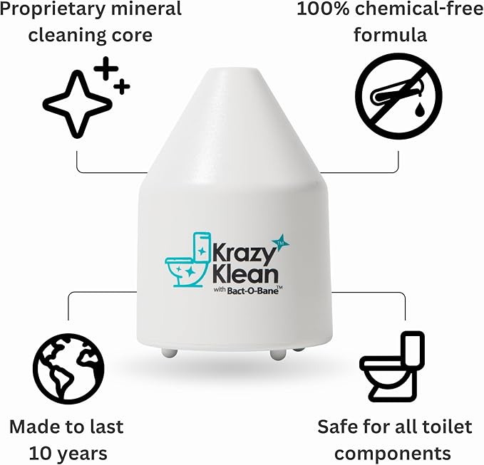 Krazy Klean Pro Toilet Cleaner Household Cleaning Solution Natural Long Lasting Toilet Cleaner for Hard Water Stains &amp Rings Chemical Free Bathroom Cleaning Product Drop In Tank System 1 Coun