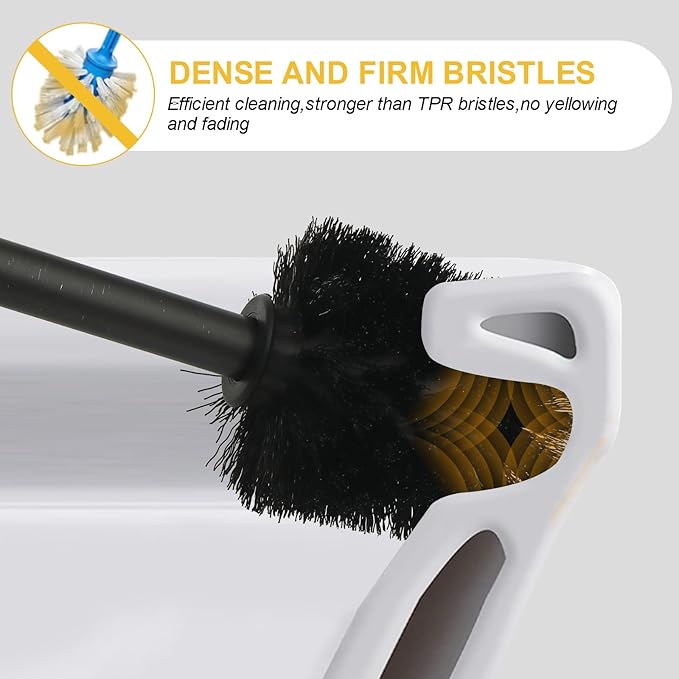 BESy Toilet Brush and Holder Toilet Cleaner Bowl Set with Two Brush with Extra Long Handle Durable Bristles Toilet Scrubber and Covered Holder Drip-Proof Stainless Steel Oil Rubbed Bronze