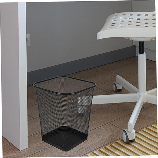 2Pcs Sturdy Mesh Trash Can for Home Office Hollow Design Waste Bin Scratch Iron Wastebasket for Bedrooms Craft Rooms and More