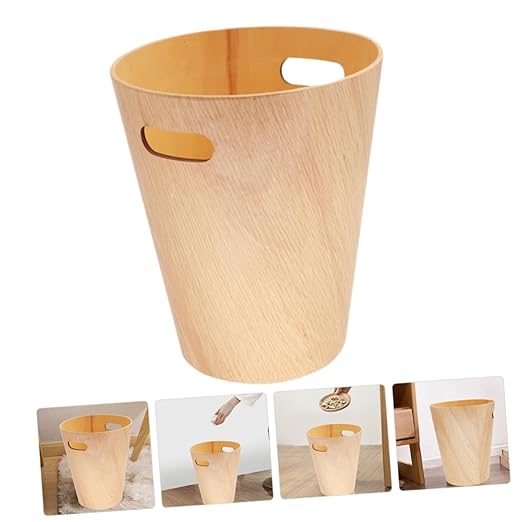 Wooden Desk Wastebasket Simple and Creative Garbage Bin for Bathroom Office and Home Capacity Removable Design Trash Can
