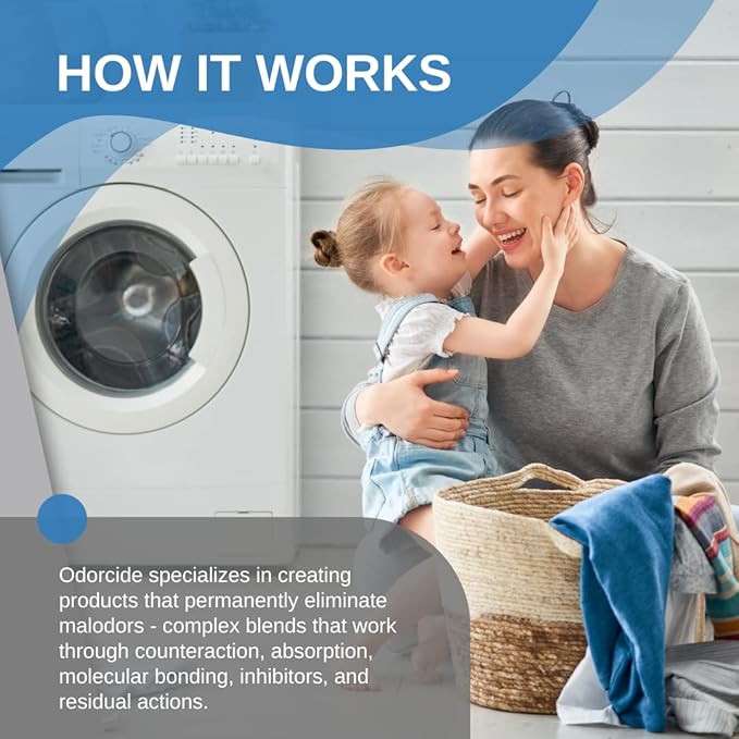 Odorcide – 1 Gallon Concentrated Laundry Odor Eliminator for Strong Odor All Laundry Uses – Safe Non-Enzymatic Odor Neutralizer – Laundry Odor Remover for Smoke Sweat &amp Pet Odors (1 Gal)