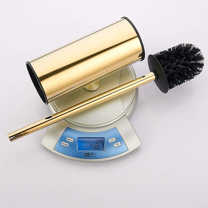 BGL Toilet Brush Holder Gold Stainless Steel 304 Gold Round Freestanding Toilet Bowl Brush and Holder for Bathroom