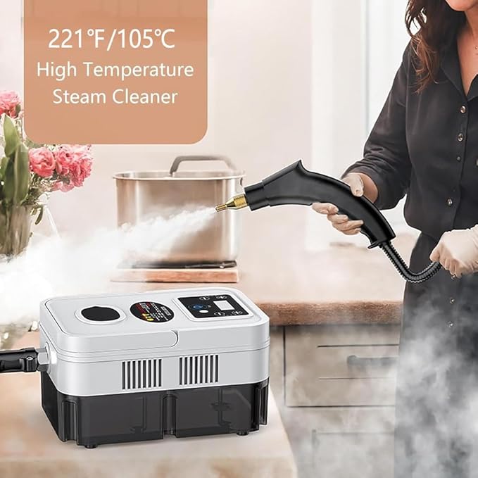 Steam Cleaner for Home 1800W Steam Cleaner Handheld with 1.2L Water Tank Split Design 6 Gear Adjustment for Windows Kitchen Floor Car Orange
