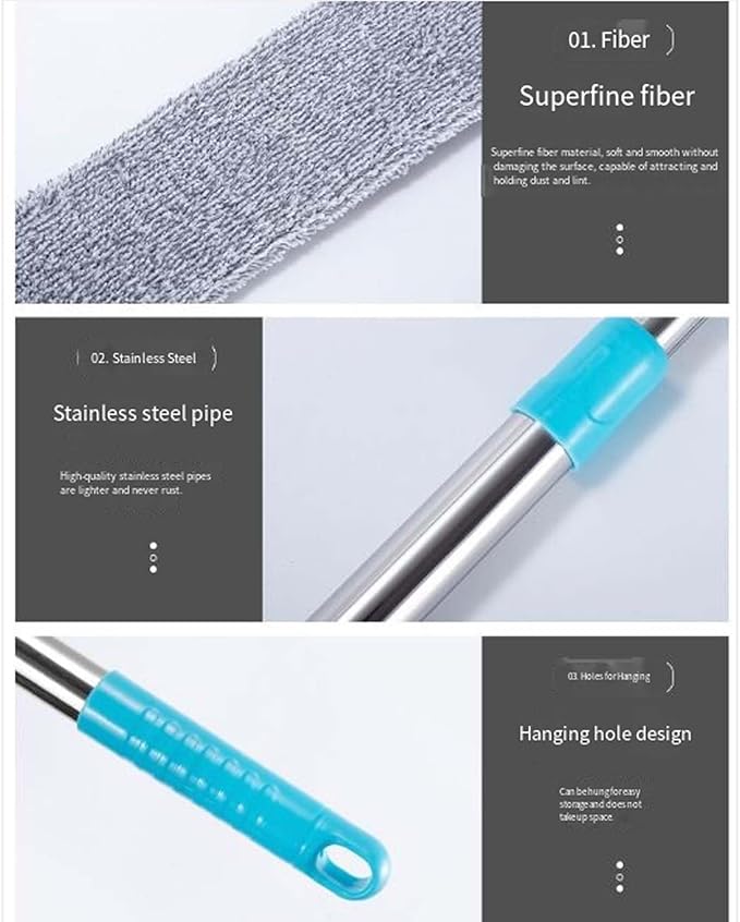 2026 Upgraded Retractable Gap Dust Cleaning Artifact with 3 Microfiber Dusting ClothsExtendable Duster Cleaning ToolReusable Washable Dusting Wand for HomeCeilingBlindsFurniture (60in)