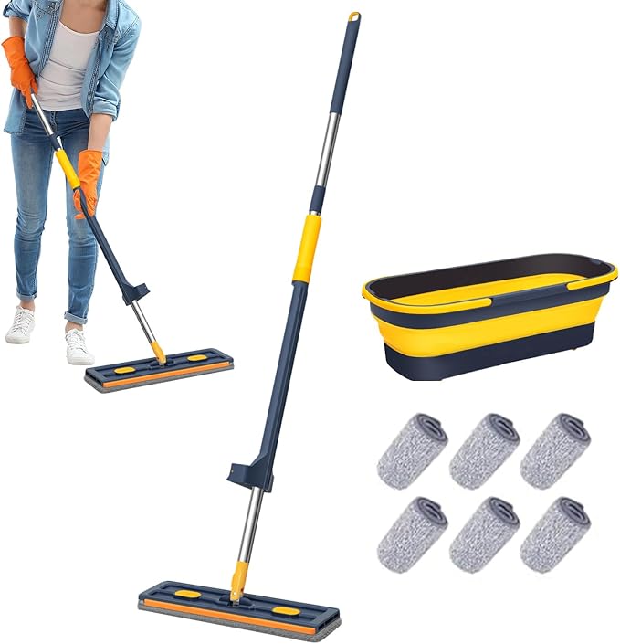 Flat Floor Mop - Household Cleaning Tool - Large 360° Rotatable Flat Mop for Home Living Room Bedroom Carpet Tile Hardwood Kitchen Garage Apartment Dormitory