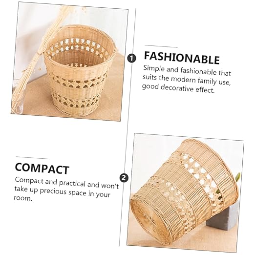 Handmade Woven Trash Can Wastebasket Multi-Function Storage Basket Material Rustic Home Decor