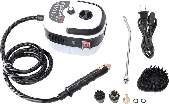 2500W Handheld Steam Cleaner High Temperature Pressurized Steam Machine with Brush Heads Rapid Heating and Powerful Deep for Kitchen Bathroom Car (US Plug 110V)