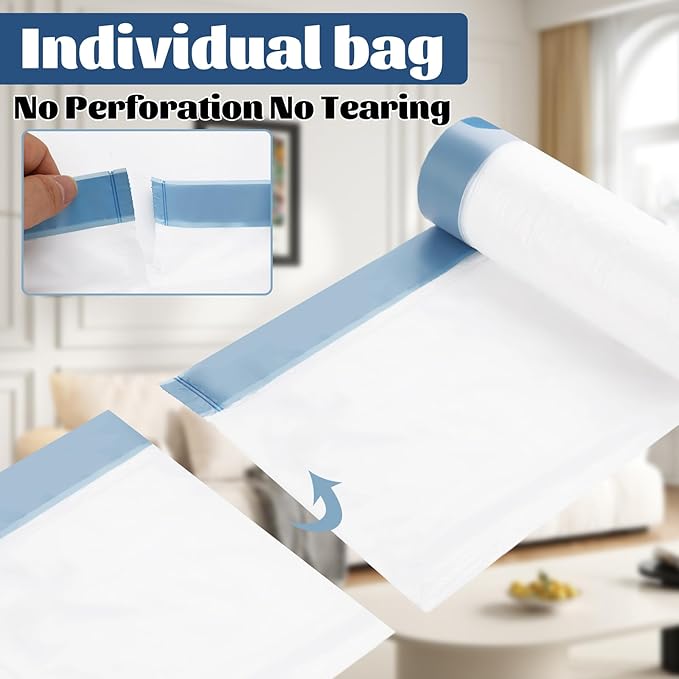 4 Gallon Trash Bags 360 Counts Extra Thick Small Trash Bags for Bathroom and Office Milky White Drawstring Trash Bag with Blue Handle Leak-Proof HDPE Waste Basket Liners 12 Rolls