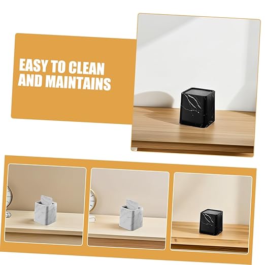 Alipis 2pcs Marble Pattern Trash Can with Swing Lid Compact Modern Bathroom Trash Bin for Bedroom Kitchen Office Home Decor Stylish Wastebasket