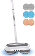 Cordless Electric Spin Mop Electric Floor Cleaner with Water Sprayer &amp LED Headlight 50mins Working Time 290ml Water Tank Adjustable Tube Self-Propelled Multi-Surfaces Floor Mop for Home Clea