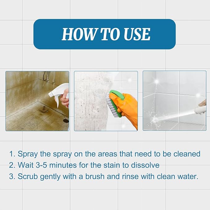 Tile Grout Cleaner Sprayer Jue Fish Tiles Cleane Floor Tile Descaling and Cleaning Artifact for Tile Grout Sink Toilet Seats Bathtubs (2Pcs)