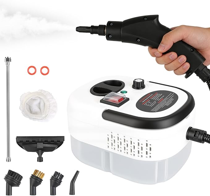 2500W Handheld Steam Cleaner Portable Little Steamer Multifunctional High Temp Steam Clean Machine Powerful Cleaning Tool for Car Furniture Floor Tile Microwave Mattress Bed