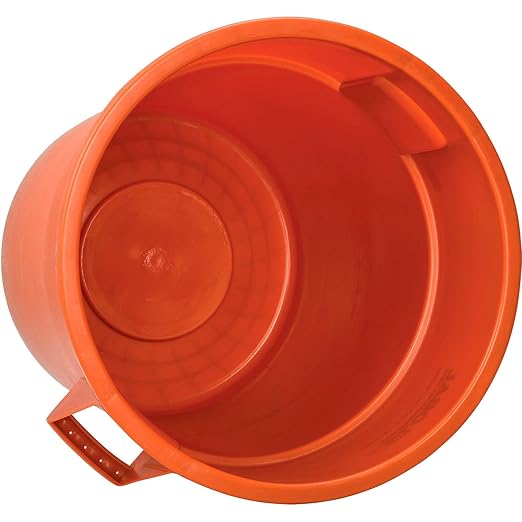 Global Industrial Commercial Round Trash Can 55 Gallon Capacity Plastic Garbage Can Indoor and Outdoor Utility Trash Can Orange 26-1/4W x 33-1/8H No Lid