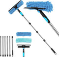 Double-Sided Window Cleaning Tool for Glass Surfaces High-Rise Reach Scraper with Stainless Steel Blade Ergonomic Handle for Easy Use 41 x 14 x 6 cm Silver and Blue(B)