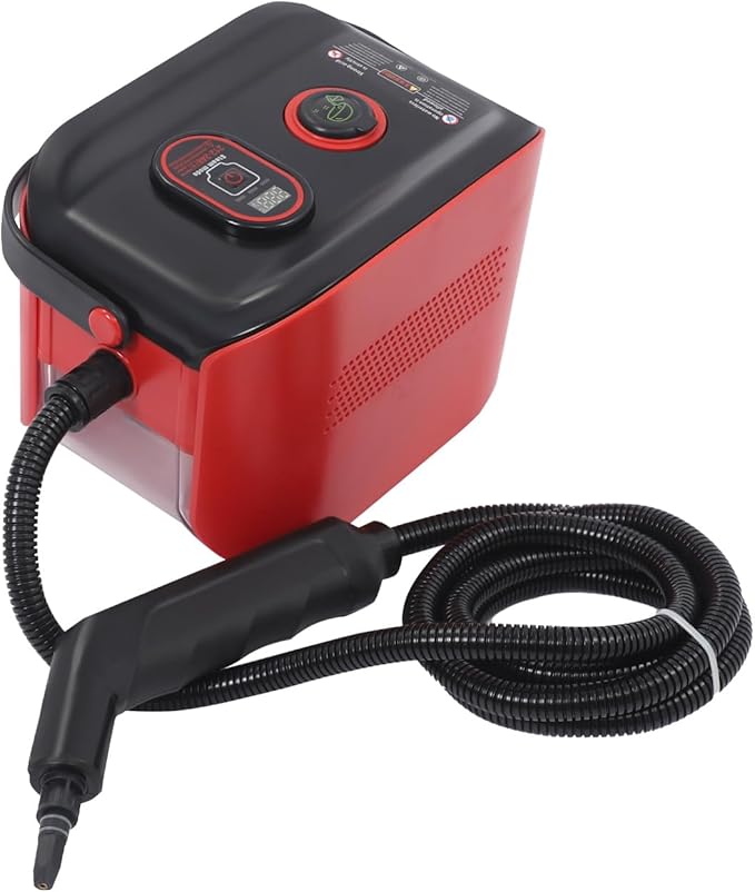 1500W Handheld Steam Cleaner Portable High Temp Steam Cleaning Machine 3 Gears Steam Setting 13s Heat-Up/4.5BAR High Pressure Steam Cleaner for Walls Car Detailing Tile (Red)