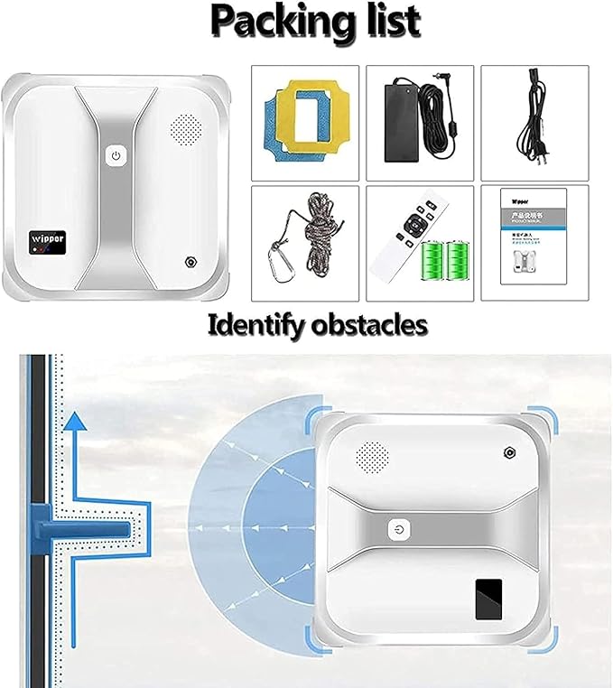 Smart Window Cleaning RobotHousehold Automatic Glass Cleaner RoboticStrong Suction| Intelligent Planningfor Outdoor/Indoor Windows Table Tile Ceiling
