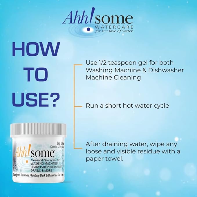 2 in 1 Washing Machine/Dishwasher Bio Cleaner &amp Deodorizer Gel 24 Cleanings in a single container Septic Safe Formula to clean inside out of Front End Top End HE Washing Machines and Dishwashe