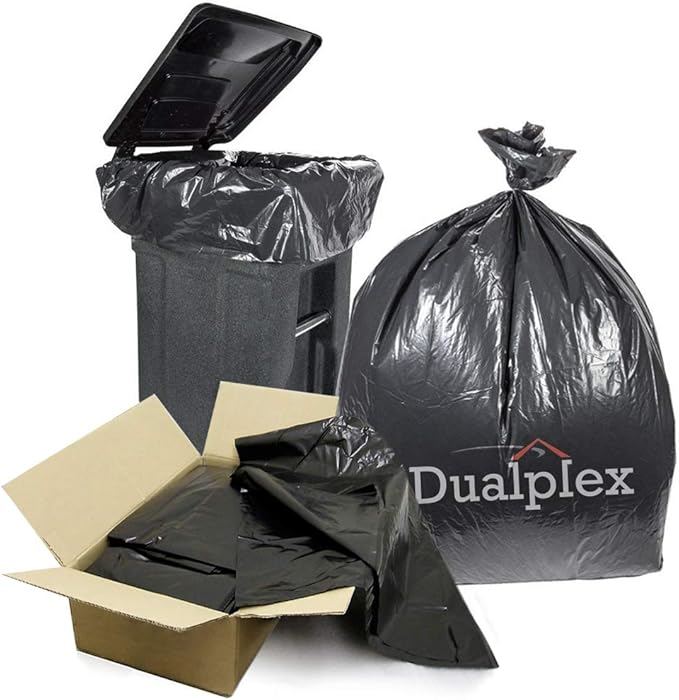 Dualplex 45-48 Gallon Black Trash Bags for Toter 1.5 Mil Garbage Bag 50 Bags Per Case 46 X 54