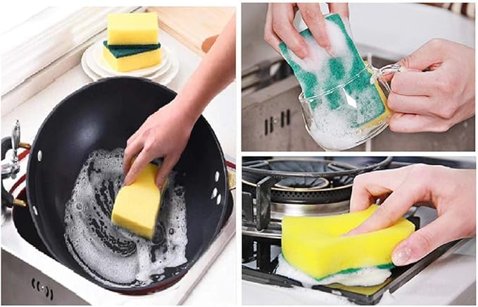 Sponge Individually WrappedKitchen Dishwashing Sponge Scouring Pad Dishcloth Suitable for Travel Apartments Set of 24 PCS