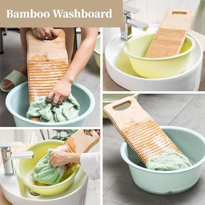 Thick Bamboo Laundry Washboard for Effective Clothes Stain Removal and Scrubbing