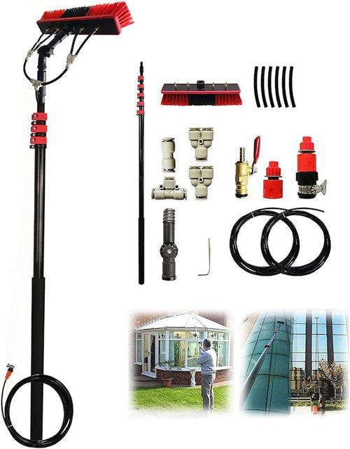 18ft Telescopic Water Fed Pole Kit for Window Cleaning - 5.4m Extendable Aluminum Brush &amp Spray Washer Perfect for Outdoor Use High Reach Cleaning Solution
