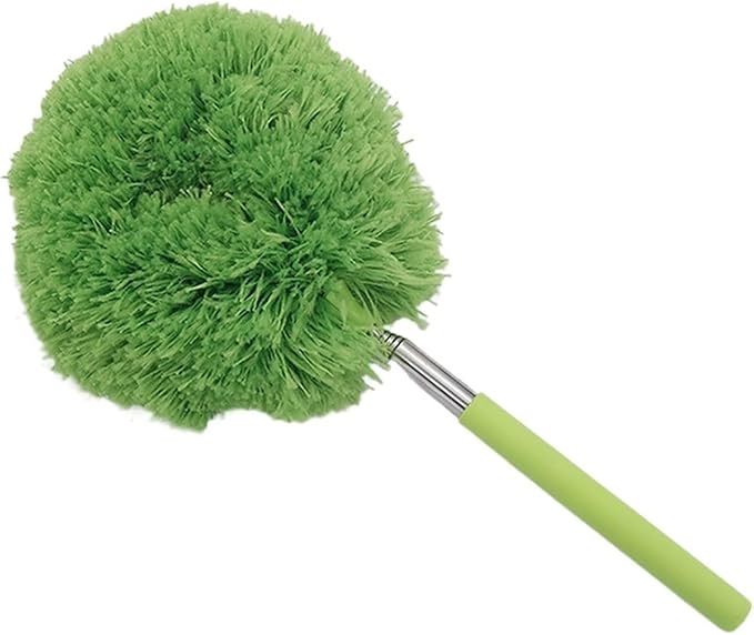 Microfiber Ceiling Fan Duster Extendable Long Handle Locking Dust Reusable Cleaning Brush Machine Washable Easy(Green)
