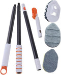 Mikinona Multi-Functional Shower Floor Scrub Brush with Extendable Handle Tile Corner and Grout Scrubber Set for Bathroom and Tile Cleaning Includes Replaceable Hard Bristle and Scrub