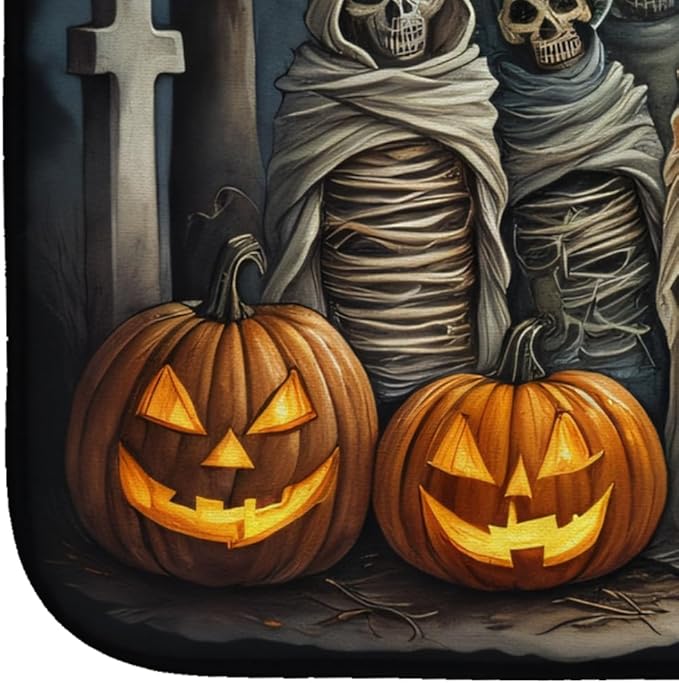 Caroline's Treasures DAC2258DDM Mummies Spooky Halloween Dish Drying Mat Absorbent Dish Drying Mat Pad for Kitchen Counter Dish Drainer Mat for Countertop 14 x 21 Multicolor