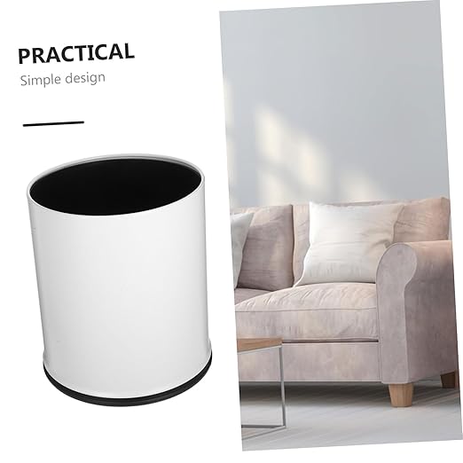 PRETYZOOM Round Double Layer Trash Can Modern Office and Home Wastebasket Plastic Garbage Bin for Kitchen Bathroom and Bedroom 1-Pack
