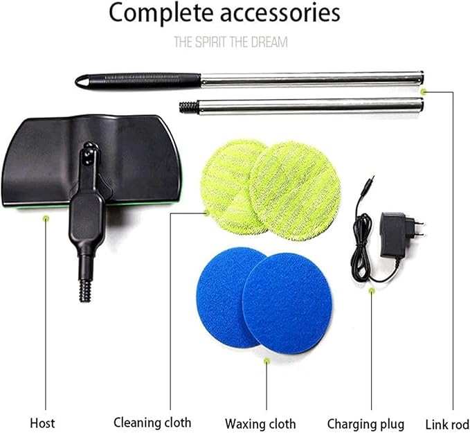 Ultra-Light Cordless Mop High-Efficiency Electric Floor Scrubber with Rechargeable Cleaner for Laminate Wood Tile Ergonomic Handle Low Noise Operation Reusable PadsIncludes 8 PCS Cleaning Cloths