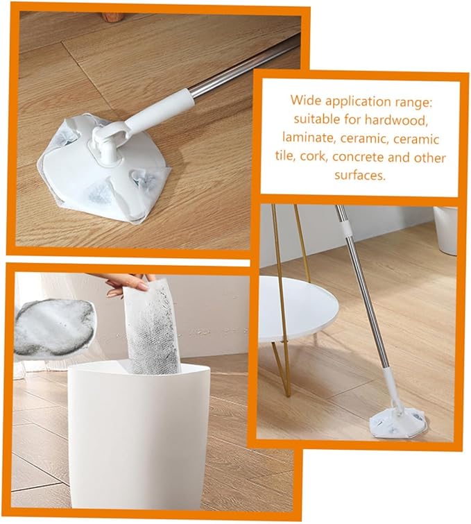 Retractable Dust Mop with Face Towel Replacement Household Floor Cleaning Mop with Long Handle Handheld Static Dust Cleaner for Hardwood and Tile Floors