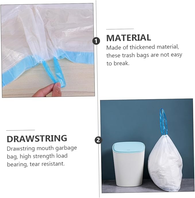 Beaupretty 1Set Disposable Trash Bags with Drawstring Handles Durable Rubbish Bags for Easy Lifting and Carrying Strong Pe Material Random Color Styles for Kitchen