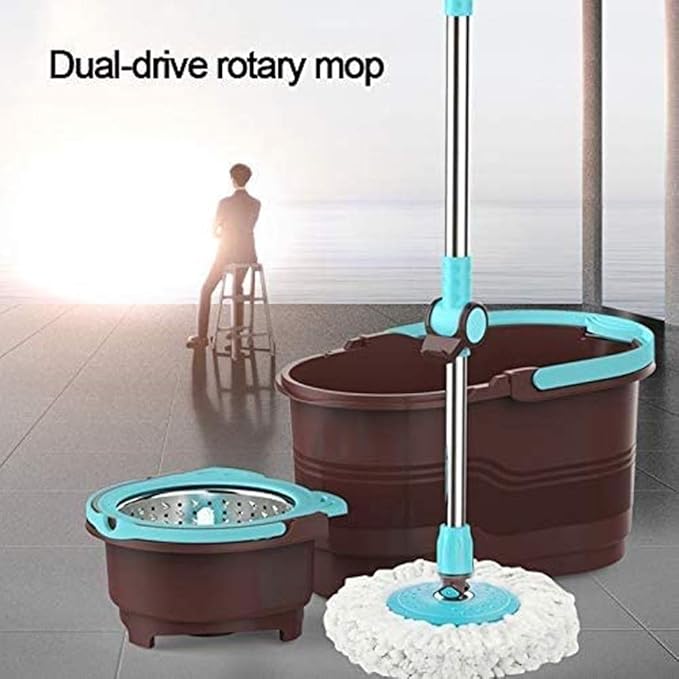 Drive Rotary Mop Household Lazy Stainless Steel Pole Automatic Hand Pressure Ouble Barrel
