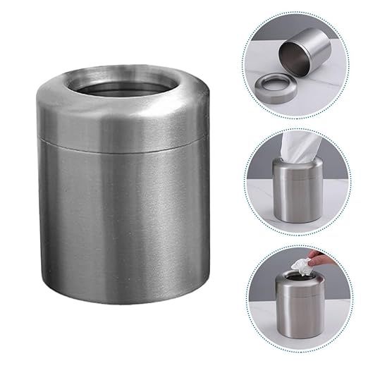 Small Stainless Steel Trash Can for Office and Bathroom Compact Recycling Bin Space-Saving Design for Desk Stylish Wastebasket for Home Decor