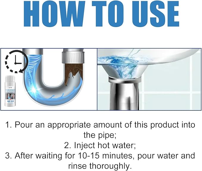 Drain Cleaner &amp Deodorizer - Professional Grade Pipe Unclogging Solution for Kitchen Sinks Bathroom Drains(3PCS)