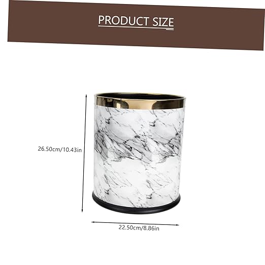 Garneck Marbling Trash Can Mouth Garbage Bin Plastic Wastebasket for Kitchen Bedroom Bathroom Home Use Compact Versatile Rubbish Bin