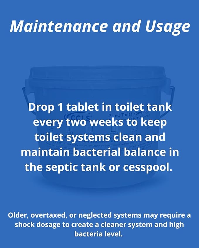 2-n-1 Blue Toilet Bowl Tablets Tank Cleaner and Septic/Cess Pool Treatment all-in-one (6 Month Supply)