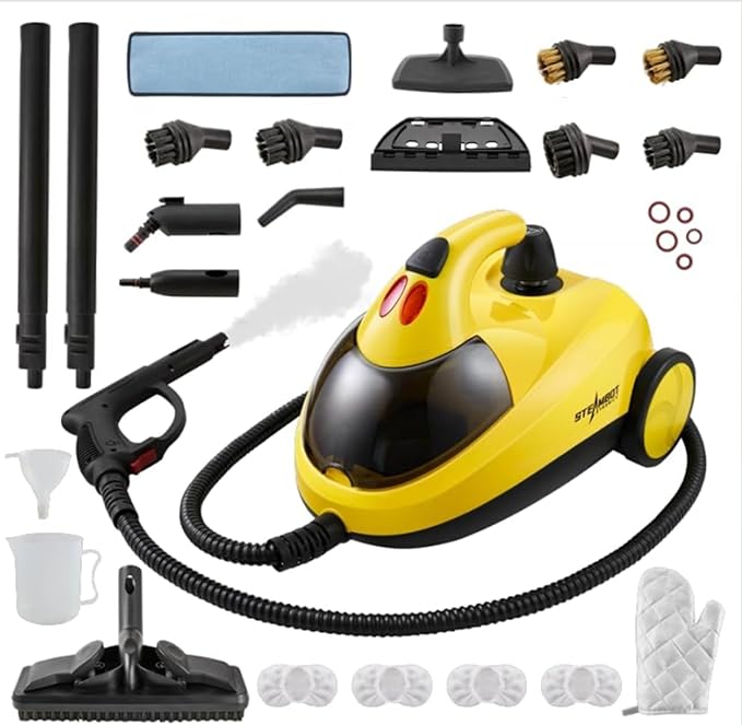 STEAMBOT® Heavy Duty Steam Cleaner with 2L Large Water Tank 28-in-1 Multipurpose steam cleaner for home High Temperature Deep Cleaning for Grout Floor Tile Oven Car Window&ampKitchenno chemic