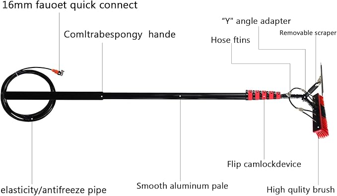 Window Cleaning Pole/water Fed Telescopic Brush/extendable Cleaner Conservatory Roof Suitable for Photovoltaic Panel Cleaningtrucks Windows Window Glass Cleaning Poles Telescopic Water Fed B