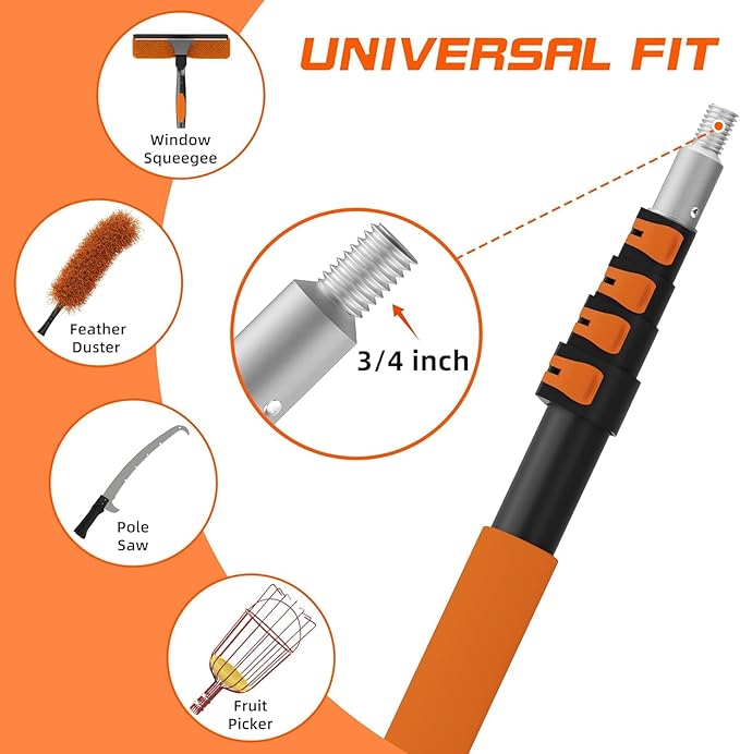 26 FT Cobweb Duster with Extension Pole Cobweb Duster with 5-20FT Telescoping Extension Pole Cleans Spider Webs Washable &amp Reusable for High Ceilings Fans &amp Outdoor &amp Indoor Cleaning