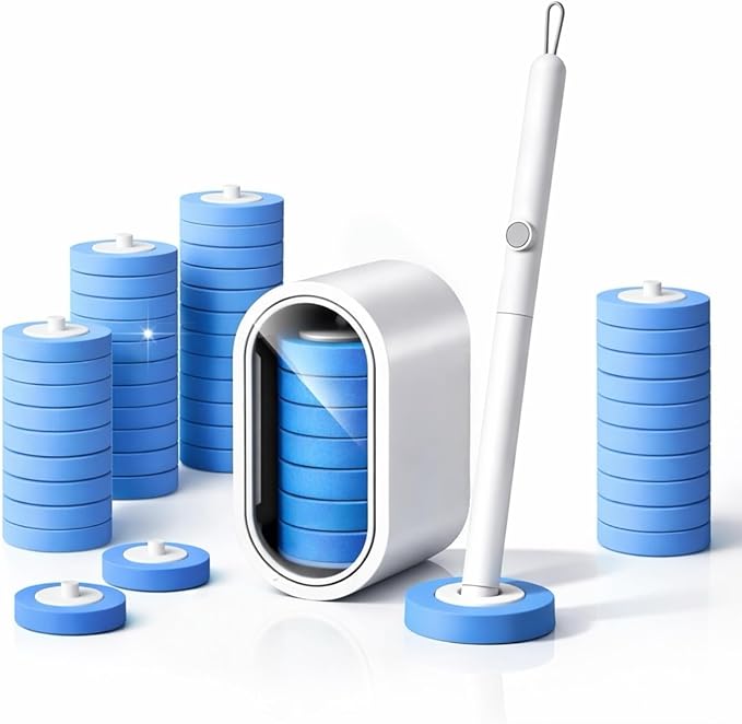 Disposable Toilet Cleaning System with 24 Refills Toilet Wand Kit with Holder Wall Mounted Toilet Brush Set for Deep Cleaning Bathroom Bowl Hygienic Toilet Bowl Cleaner Kit