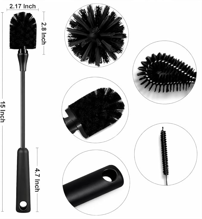 Iron Infidel Battle Brush Kit - 3 Piece Bottle Cleaning Brush Kit (Black)