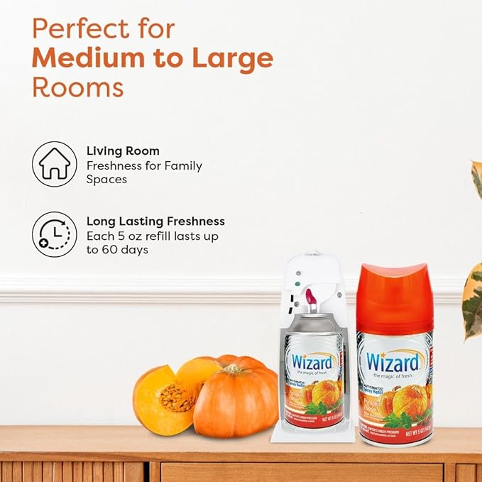 12 WIZARD AUTOMATIC SPRAY REFILLS 5 oz PUMPKIN SPICE