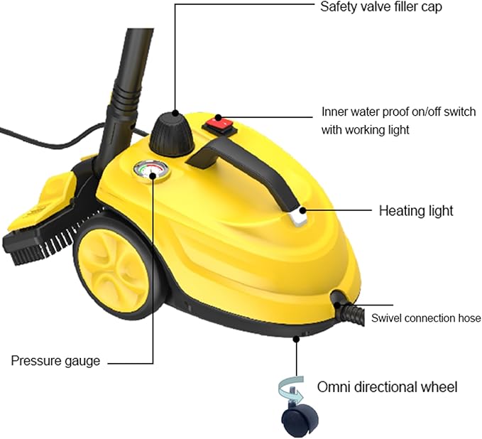 Steam Cleaner Multipurpose Powerful Steamer with 13 Accessories Portable Handheld Steam Mop with 1.8L Tank Household Cleaning Machine