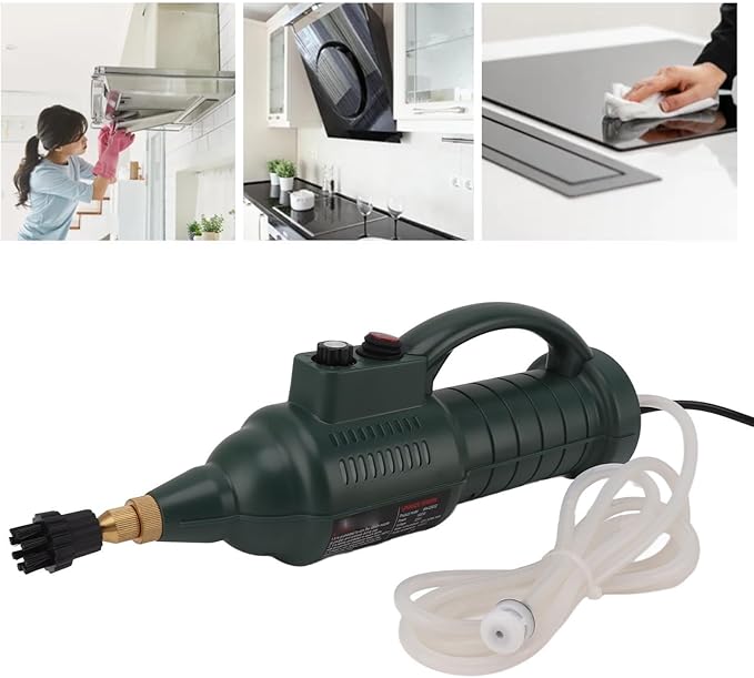 MAVIS LAVEN Multipurpose Portable Upholstery Steamer Handheld Steam Cleaner High Temperature Pressurized 2500W with 3 Brush Heads 2 Nozzles Intelligent Steam Cleaning (Military