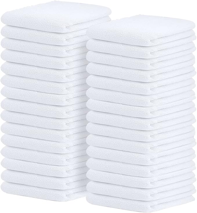 Avalon Towels Terry Bar Mop Towels (Value Pack of 30) Size 16x19 – Absorbent and Durable Multipurpose Cleaning Rags Cotton Cleaning Towels Terry Cloth Rags Reusable Shop Rags (White)