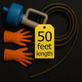 50 FT Drain Snake Hair Drain Clog Remover Manual Or Powered Plumbing Snake With Drill AdapteUnclog Sink Drain Tool Drain Auger for Toilet、Shower、Kitchen、Sink No Auto Retract Or Feed Blue