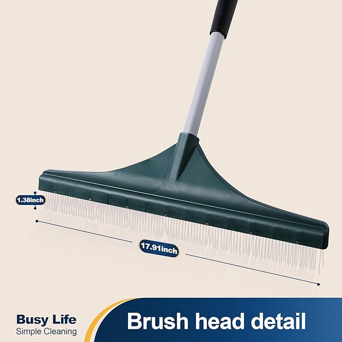 Yocada Artificial Turf Rake Grass Brush Broom Carpet Lawn Leaf Rake Cleaner Broom Telescopic Iron Pole for Yard Cleaning and Pet Hair Removal 56.69