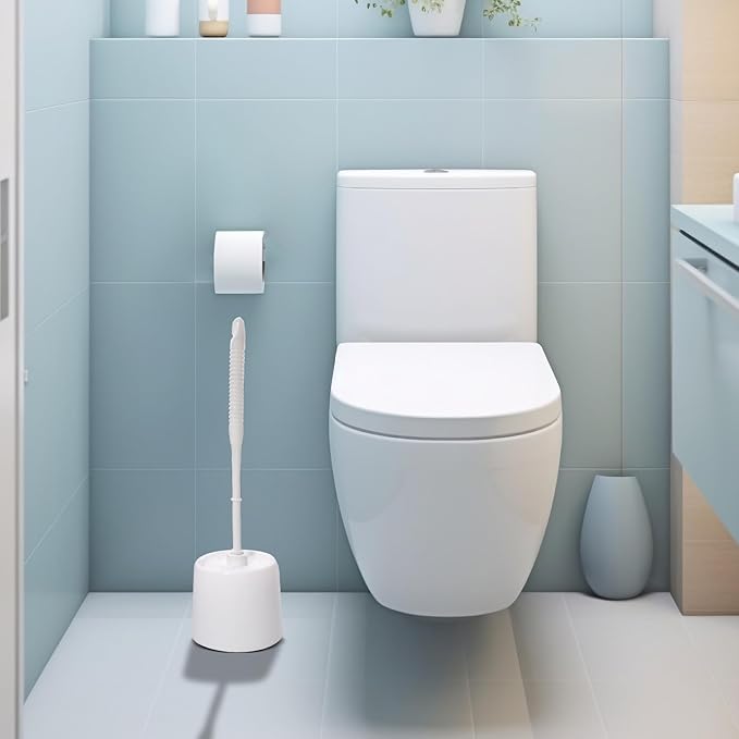 14 Sets Toilet Brush and Holder Set 14.57 Height Bathroom Cleaning Brush with Caddy Toilet Bowl Scrubber for Deep Cleaning(White)