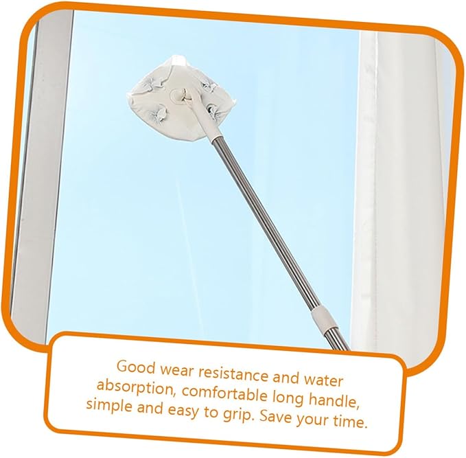 Veemoon Retractable Dust Mop with Long Handle No-wash Triangular Microfiber Mop Head Household Floor Cleaning Tool for Easy Dust Removal and Convenient Use